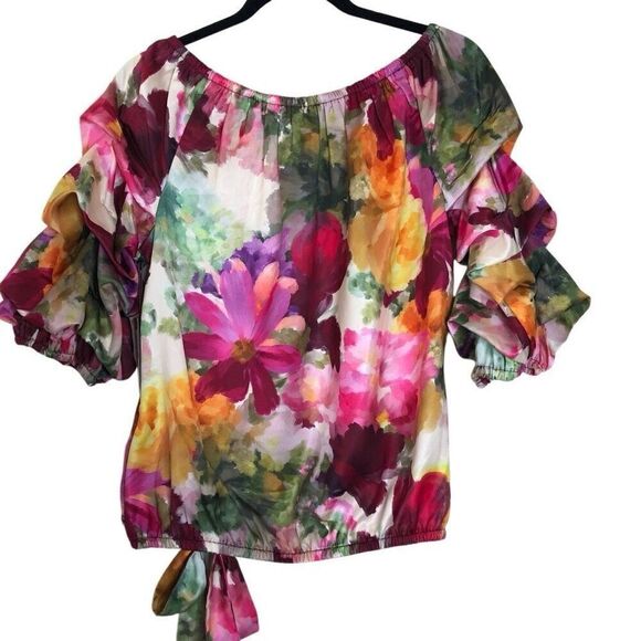 NEW Vince Camuto Whimsical Soft Girl Bubble Sleeve Blouse Size S NWT - Picture 3 of 15